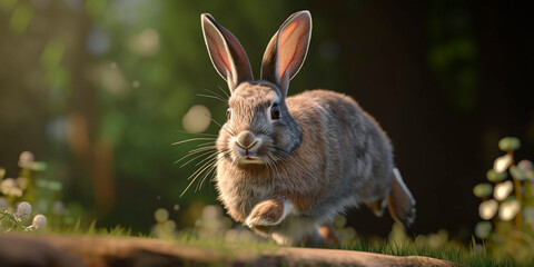Obraz premium rabbit running in the florest
