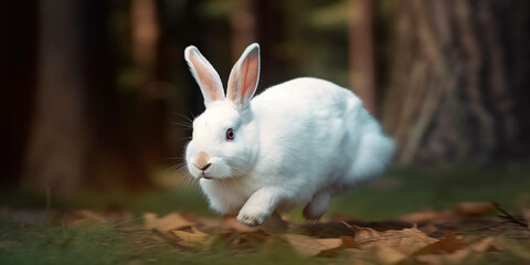 rabbit running in the florest