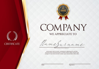 Recognition, appreciation and education award certificate. Vector letter for high achievements in studies or work. Official document for diligence and significant accomplishment in field of activity