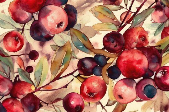 apples and leaves on a white background. Generative AI