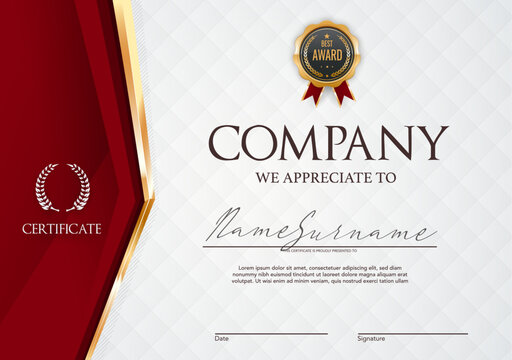 Recognition, appreciation and education award certificate. Vector letter for high achievements in studies or work. Official document for diligence and significant accomplishment in field of activity