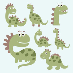 set of dinosaur cartoon animals