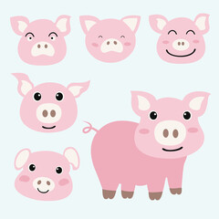 set of cartoon pigs