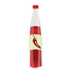 Bottle of tasty chili sauce on white background