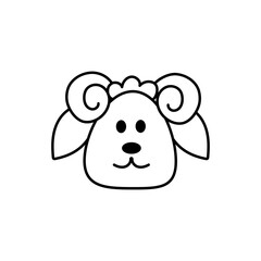 Head of sheep on white background