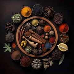 Fototapeta na wymiar Discover the Aromatic Wonders of India's Spice Collection, GENERATIVE AI