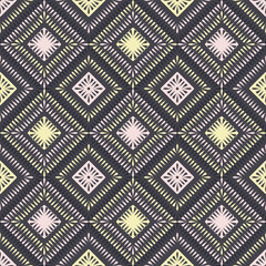Colorful folk style Easter decorative seamless pattern print. Vector illustration. The surface design is perfect for textiles, holiday themed fabrics, stationery, wallpaper, packaging, interior