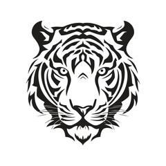tiger head, vector concept digital art, hand drawn illustration