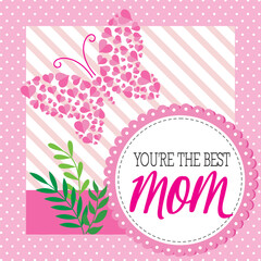 happy mother's day with text and hearts in butterfly