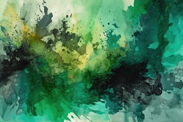 an abstract painting with vibrant green and yellow hues. Generative AI