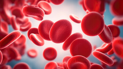  red blood cells in the vein. human red blood cells isolated on white background, a concept for medical health care.Generative ai. - obrazy, fototapety, plakaty