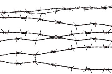 Rusty barbed wire isolated on transparent background.