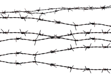 Rusty barbed wire isolated on transparent background.
