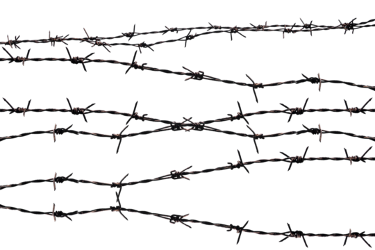 Rusty barbed wire isolated on transparent background.