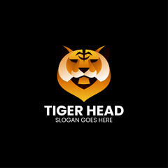 Vector Logo Illustration Tiger Head Gradient Colorful Style
