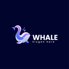 Vector Logo Illustration Whale Gradient Colorful Style
