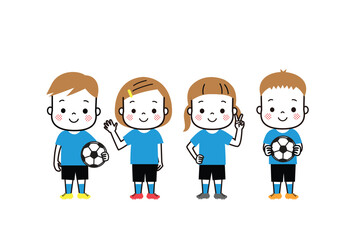 サッカーチームの子どもたち　男女４人