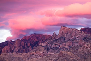 Zelfklevend Fotobehang Cathedral Rock, at sunset, in the Santa Catalina mountains near Tucson AZ. © Dennis