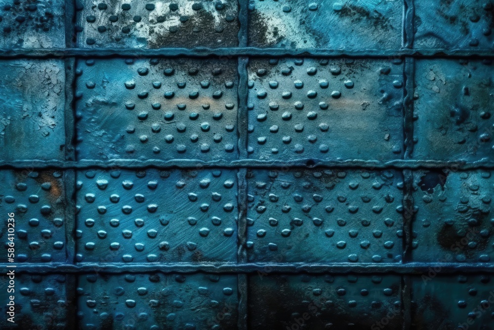 Poster detailed texture of a metal surface with visible rivets. generative ai