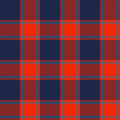 Orange blue checkered seamless background for textiles, apparel, decorative fabrics.Vector illustration.