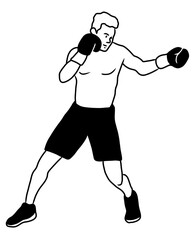 Professional Athlete Boxing Do Exercise. Man in Boxing Competition