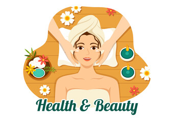 Beauty and Health Illustration with Natural Cosmetics and Eco Products for Problematic Skin or Treatment Face in Women Cartoon Hand Drawn Templates