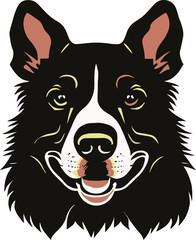 Dog head, isolated on white background, mascot, design element for business, shirt, t shirt, logo, label, emblem, tatoo, sign,poster, sticker, emblems, Vector illustration