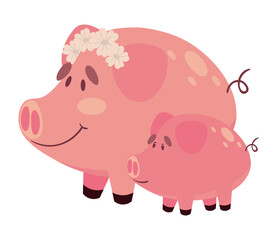 mothers day, mom piglet and son