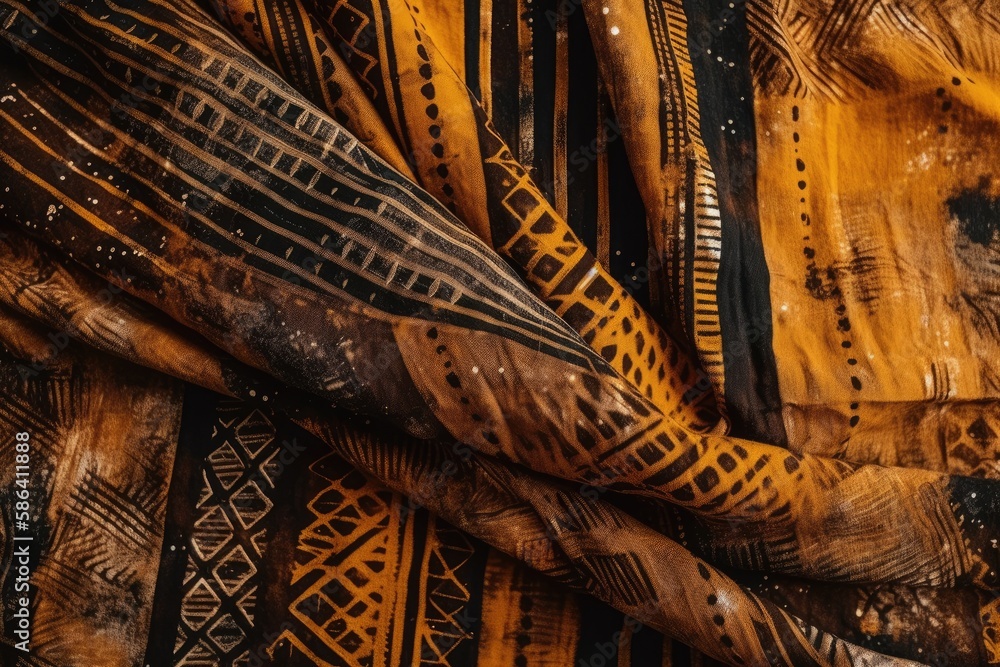 Poster detailed textile with intricate patterns and designs. generative ai