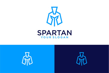 spartan logo design with line art - obrazy, fototapety, plakaty