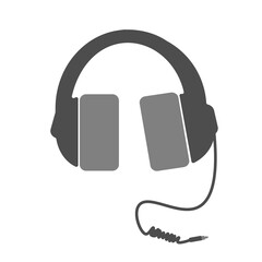 Headphones flat icon. Headset silhouette for filmmaking, broadcasting, movie production.