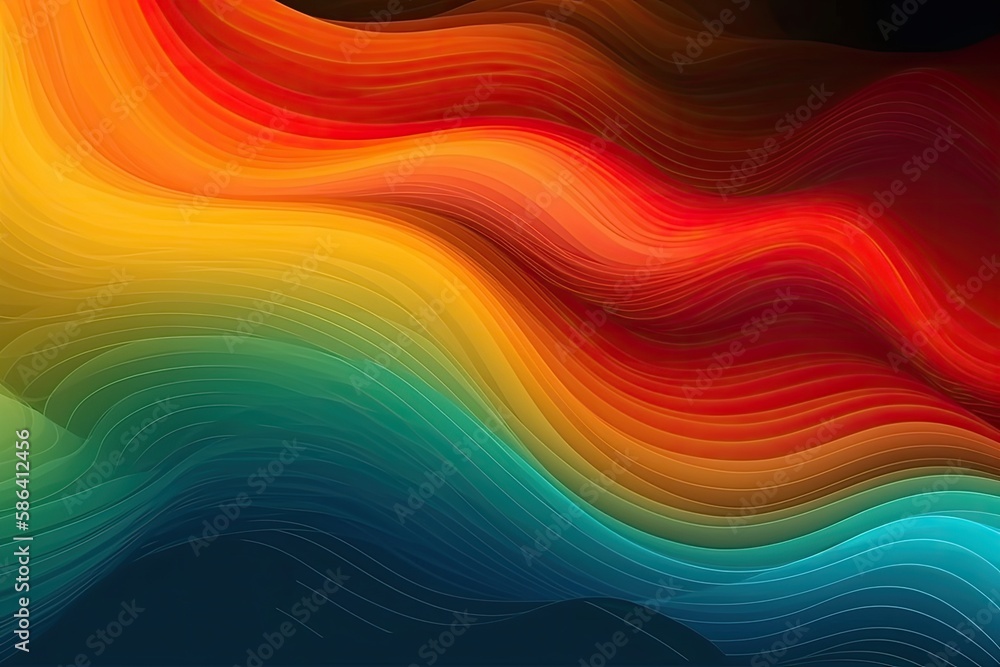 Poster vivid and dynamic background featuring abstract wavy lines. generative ai