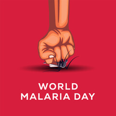 world malaria day illustration design concept with hand punch down mosquitoes
