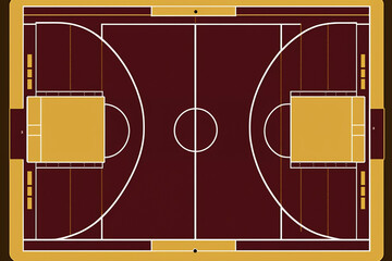 Maroon Wine and Gold Yellow Basketball Court Generative AI