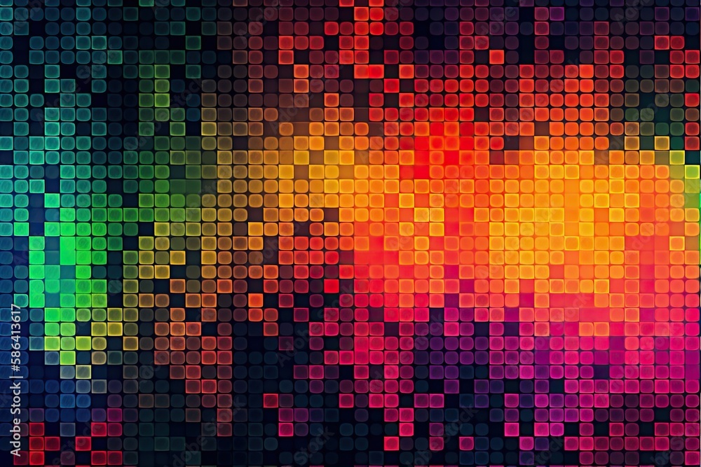 Poster colorful squares and dots pattern on a background. generative ai