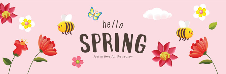 Abstract colorful Spring banner background with spring vibes decorate.