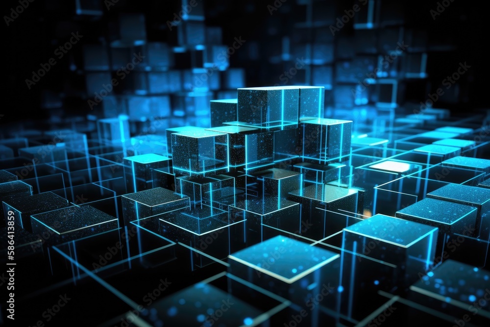Poster cube installation in a modern room. generative ai