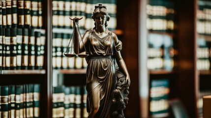 Fototapeta premium Lady justice. Statue of Justice on lawyer's office. Legal and law concept.Generative AI.