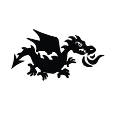 Symbol of the year dragon, monster, black silhouette , vector illustration