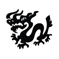 Symbol of the year dragon, monster, black silhouette , vector illustration