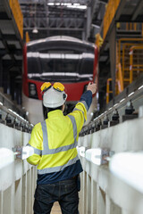 Project  Engineer train Inspect the train's diesel engine, railway track in depot of train