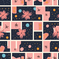 Interstellar Flora - Abstract Space Flowers Seamless Pattern
