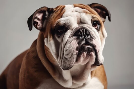 Generative AI image of a bulldog puppy on an isolated white background
