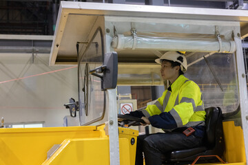 Project  Engineer train Inspect the train's diesel engine, railway track in depot of train 