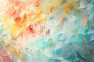 vibrant abstract painting featuring colorful leaves. Generative AI