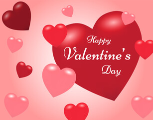 Happy Valentine's Day greeting card with red heart. Cute illustration for printing on poster, business cards, flyers, notebooks, brochures.