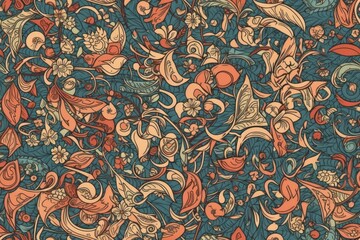 vibrant floral pattern with intricate details and a variety of colors. Generative AI