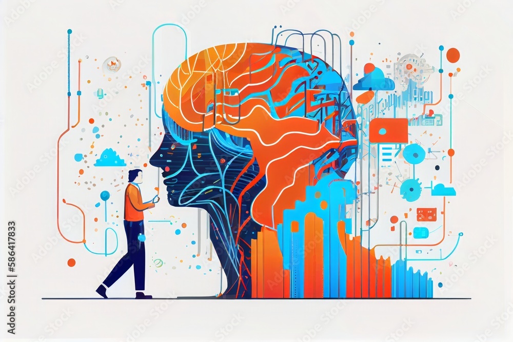 Poster ai generative,big data concept, technology software development concept.
