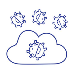 Cyber cloud virus, illustration, vector on white background.