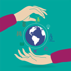 Illustrations for business, online shopping, finance, social media, communication, creative applications. Set of flat design concept icons for secure online shopping and data protection.